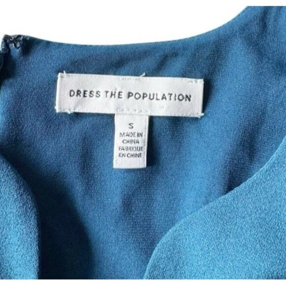 Dress the Population Women's Sz S Sloane Sleeveless Sheath Dress in Peacock Blue - Picture 6 of 10